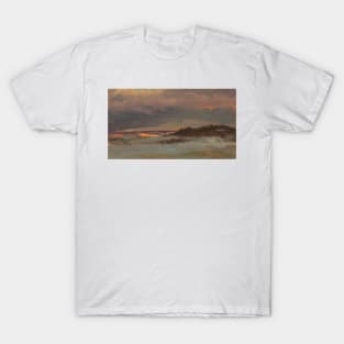 Winter Landscape with Blue Hill at Sunset, Hudson, New York by Frederic Edwin Church T-Shirt